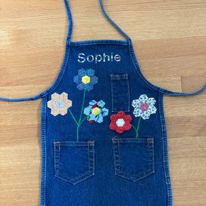 Personalized Denim Apron for Girls:  ‘Sophie’ Embroidery